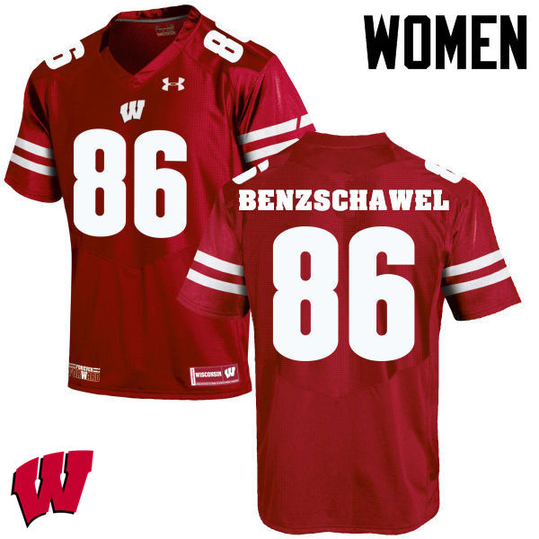 Wisconsin Badgers Women's #86 Luke Benzschawel NCAA Under Armour Authentic Red College Stitched Football Jersey HI40D04FE